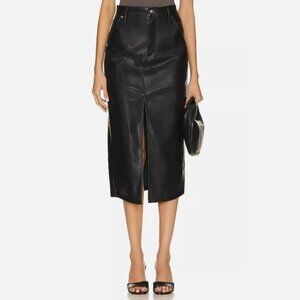 Rag & Bone Womens Black Faux Leather Knee Medi Pencil Skirt - Size 25